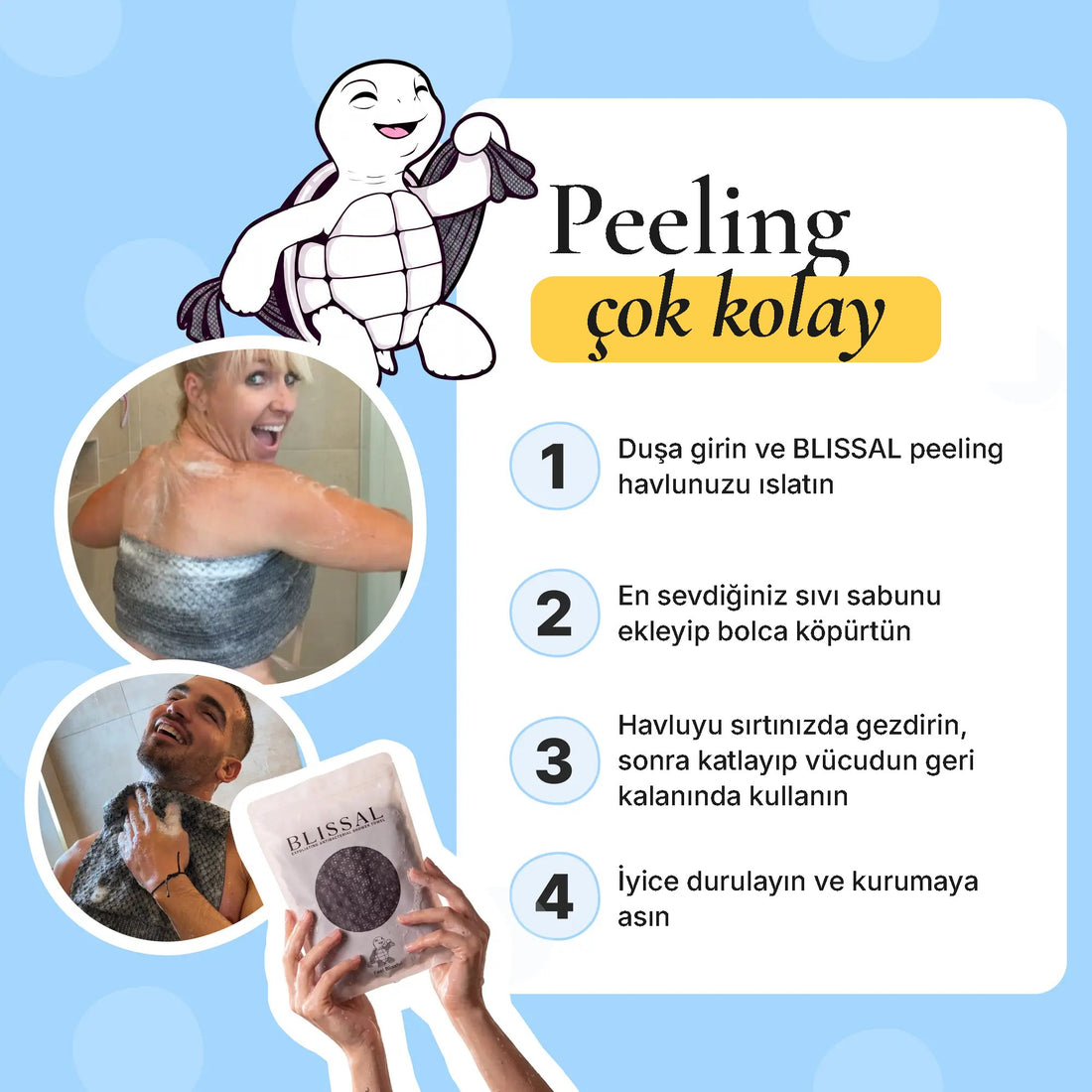 Blissal Peeling Etkili Antibakteriyel Duş Havlusu 2.0