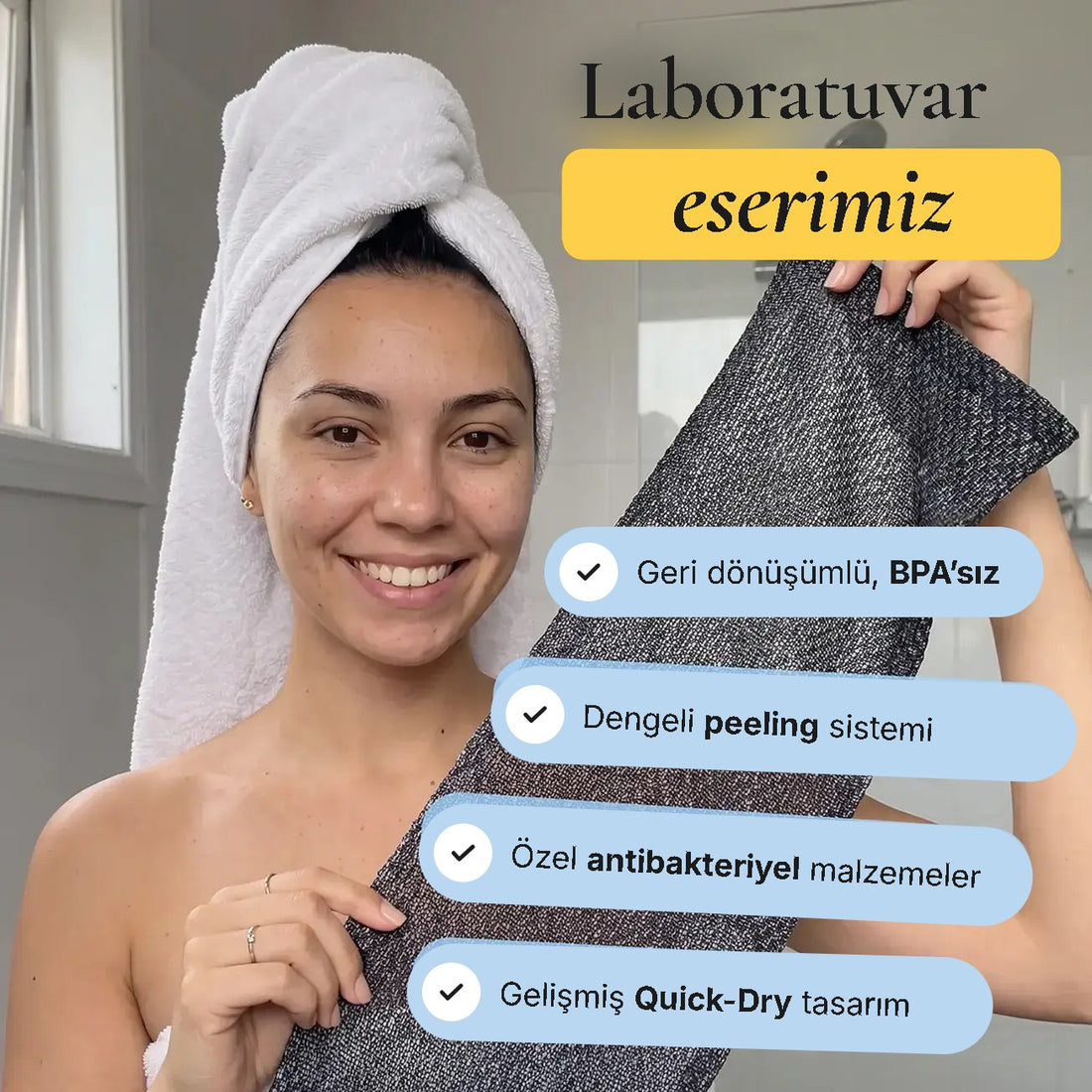 Blissal Peeling Etkili Antibakteriyel Duş Havlusu 2.0